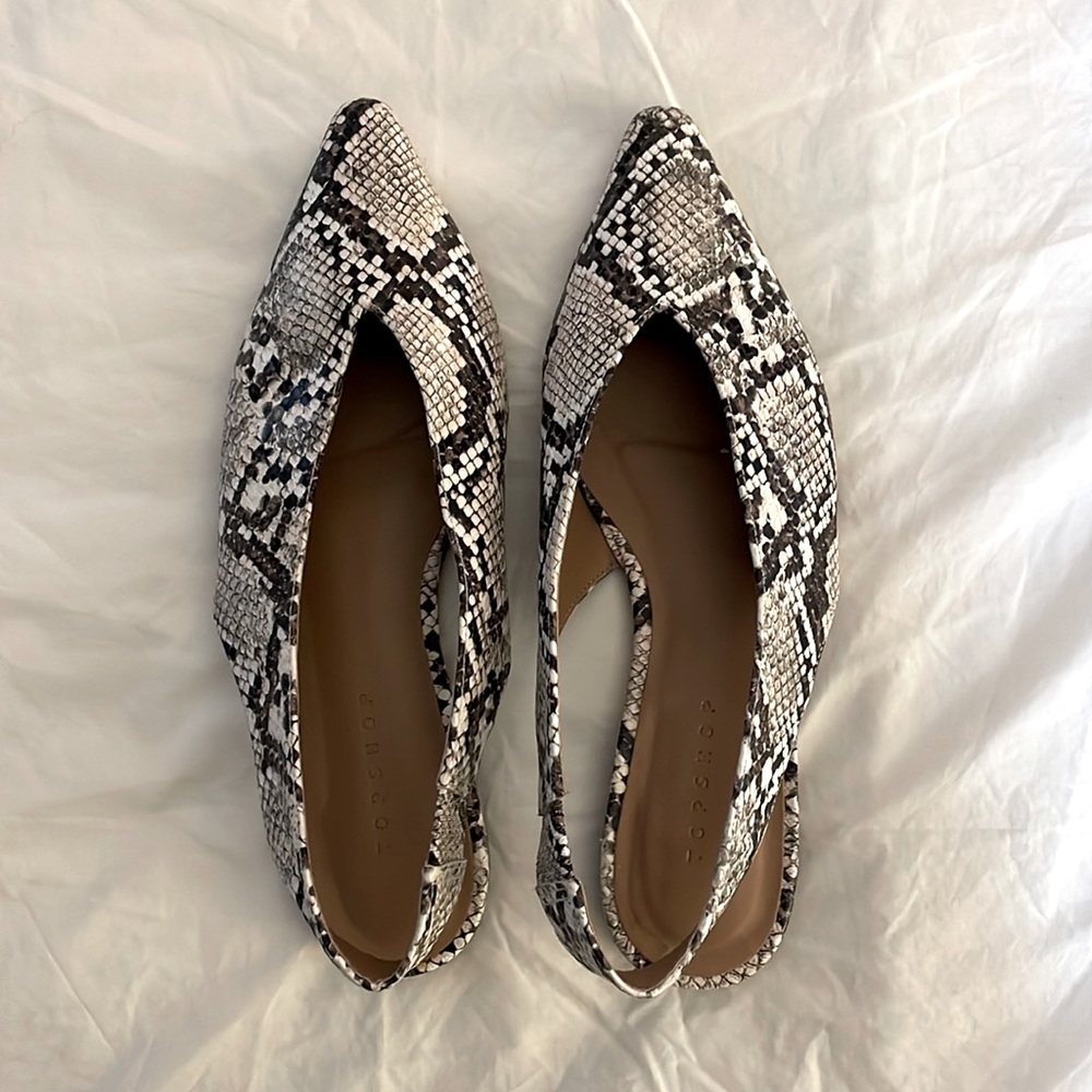 Topshop snakeskin sling backs. Size 36. Great condition
